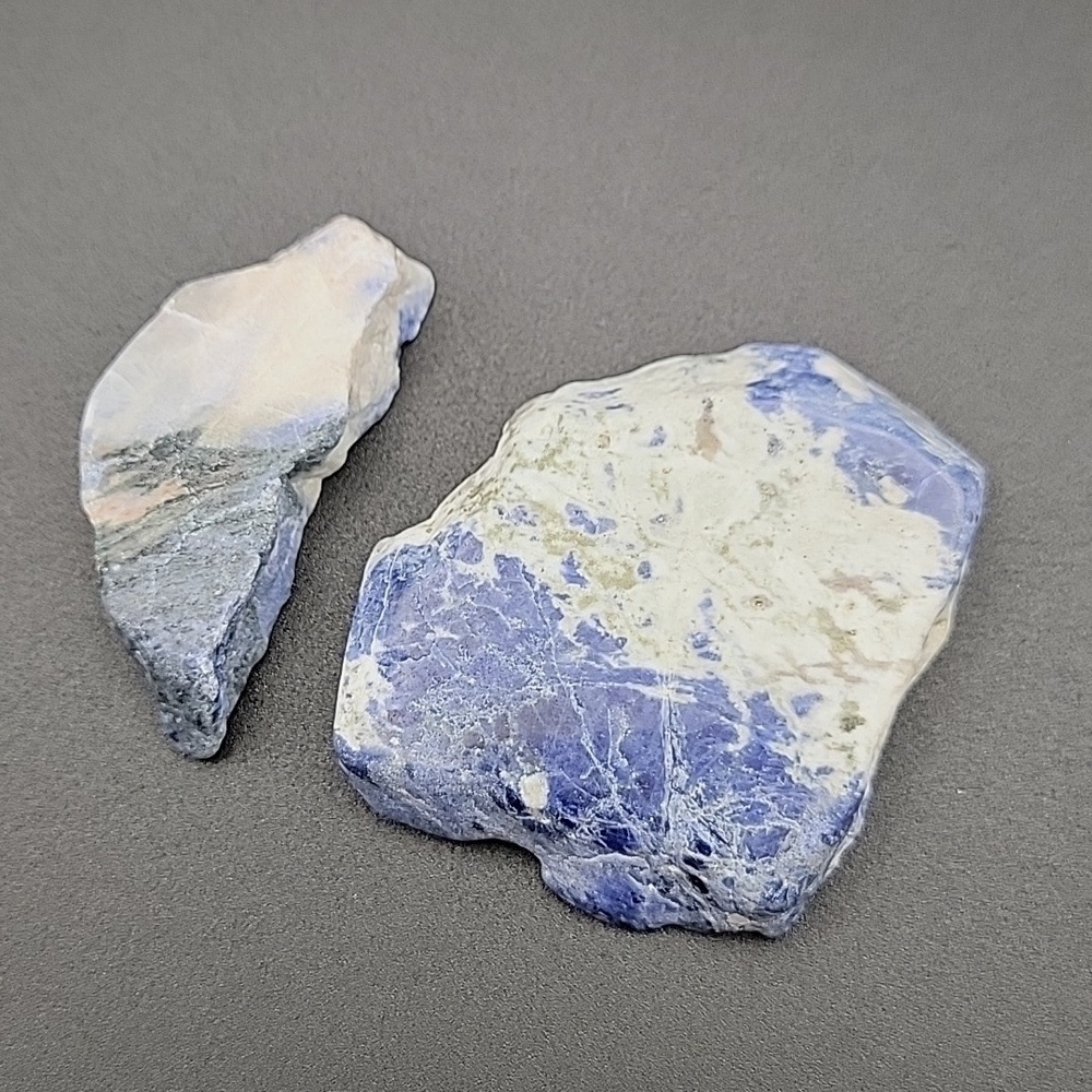 Lot of 2 pieces Raw Slab Blue White Sodalite Gemstone Polished Gemstone